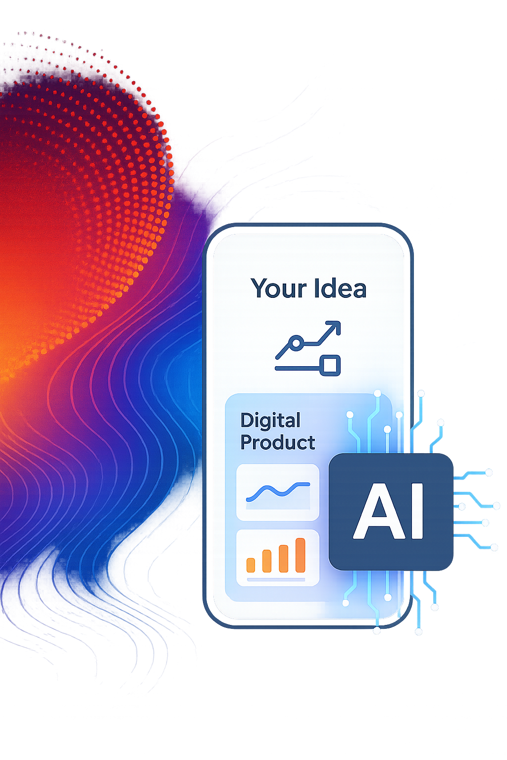 Interactive AI-driven mobile analytics dashboard UI AI-powered mobile app interface displaying interactive sales and user growth graph